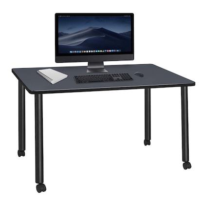 Kee 60 X 24 In. Mobile Desk - Grey Top, Black Legs